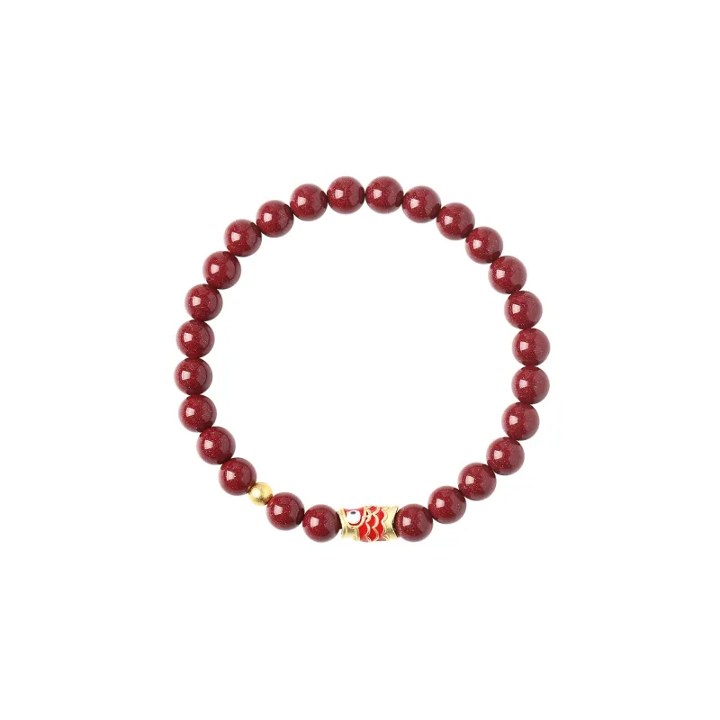 Baozhi Reconstructed Cinnabar Jade Bracelets Unisex-16
