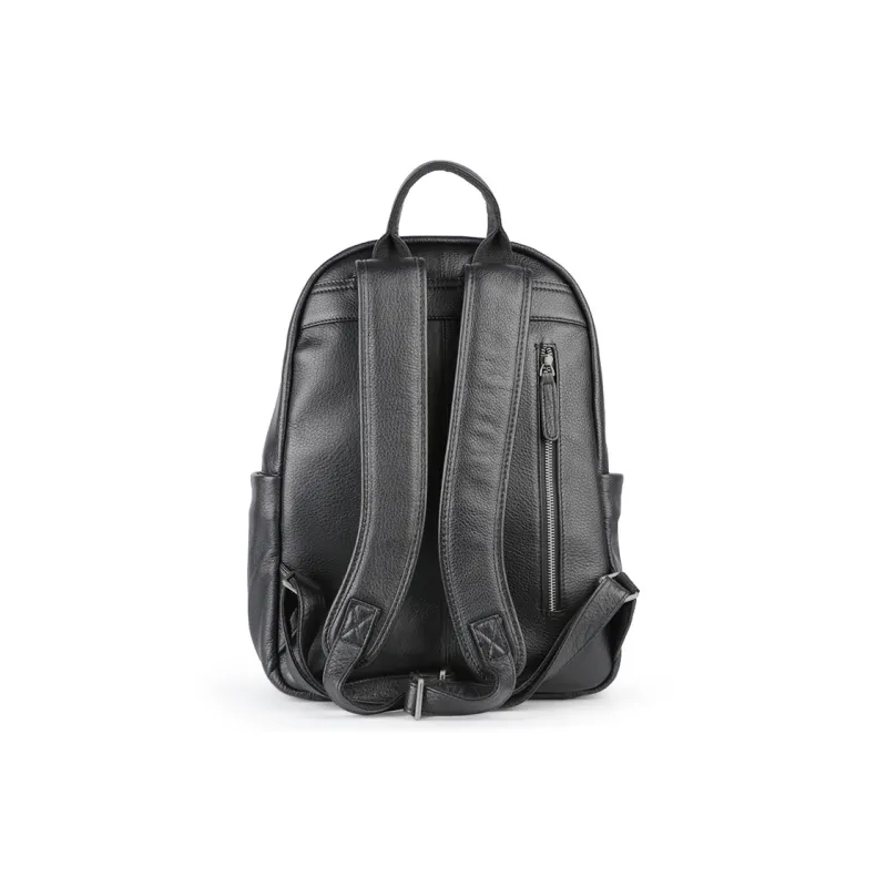 DOSRFINI Cow Leather Genuine Leather Backpack Men's Black-3