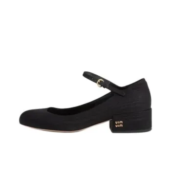 MIU MIU Runway Chunky Heel Mary Jane Shoes 3.5cm Women's Black