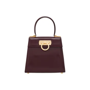 FERRAGAMO Calfskin Shoulder Bag Crossbody Bag Handbag Small Size Women's Dark Red