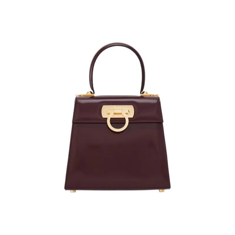 FERRAGAMO Calfskin Shoulder Bag Crossbody Bag Handbag Small Size Women's Dark Red-0