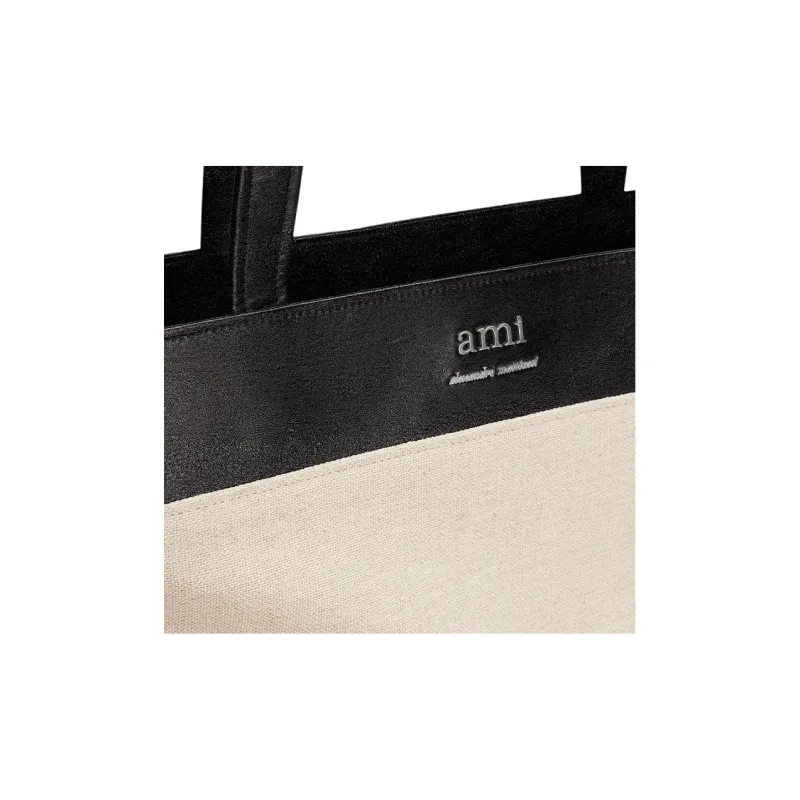 Ami Paris Logo plaque Panelled Tote Bag-4