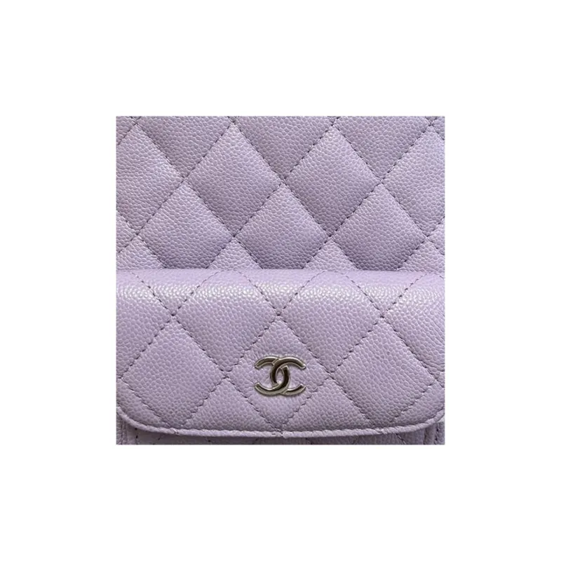 CHANEL Grain Litchi Grain Cow Leather Backpack Mini Women's Purple-3