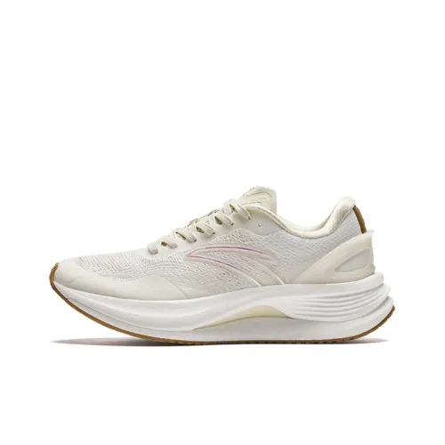 ANTA Running Shoes Women's Low-Top Ivory White/Coarse Linen Grey