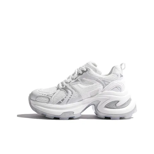 Help Chunky Sneakers Women's Mid Top White, Silver