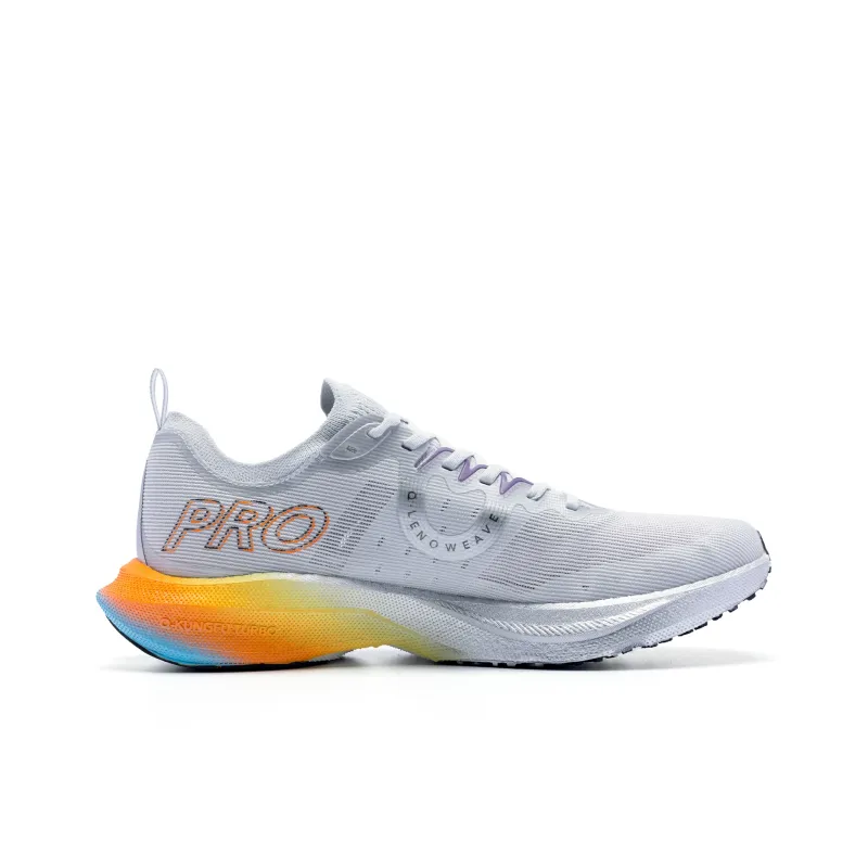QIAODAN Feiteng PRO Cushioned Slip Resistant Abrasion Resistant Low Top Long Distance Running Shoes Men's Gray Silver-1