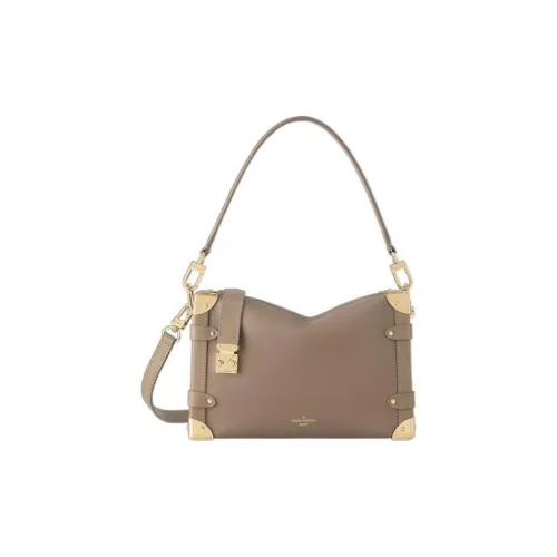 LOUIS VUITTON Grained Cow Leather Shoulder Bag Medium Size Women's Taupe