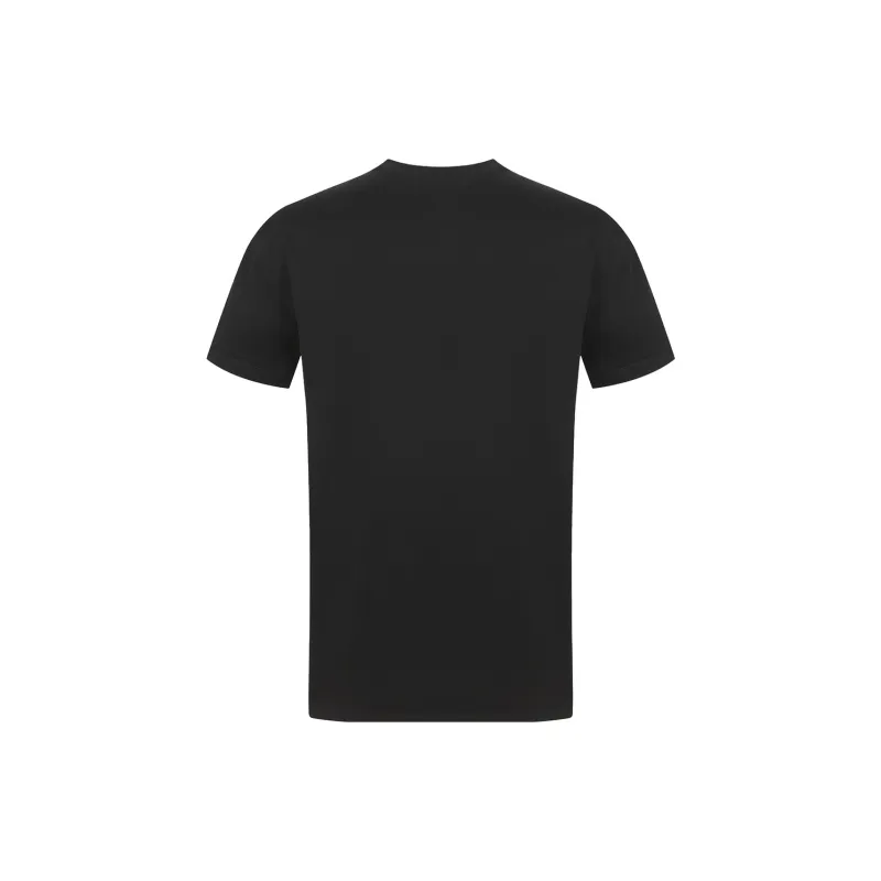FERRE Letter 3D Effect Embossed Rhinestone Trim Crew Neck Short Sleeved T Shirt Men's Black-1
