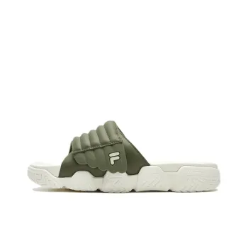 FILA FUSION BARRICADE Quiet Slip Resistant Odor Resistant Abrasion Resistant Slide Slippers Men's White Green