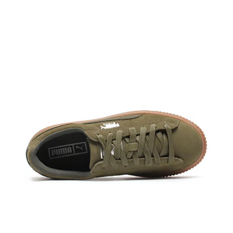PUMA Suede Platform Olive Green Women's-3