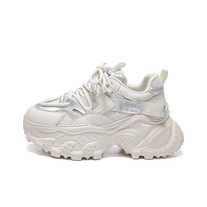 WOOS BOBO Cushioning, Breathable, Lightweight, Height Increasing Low Top Chunky Sneakers Women's-0