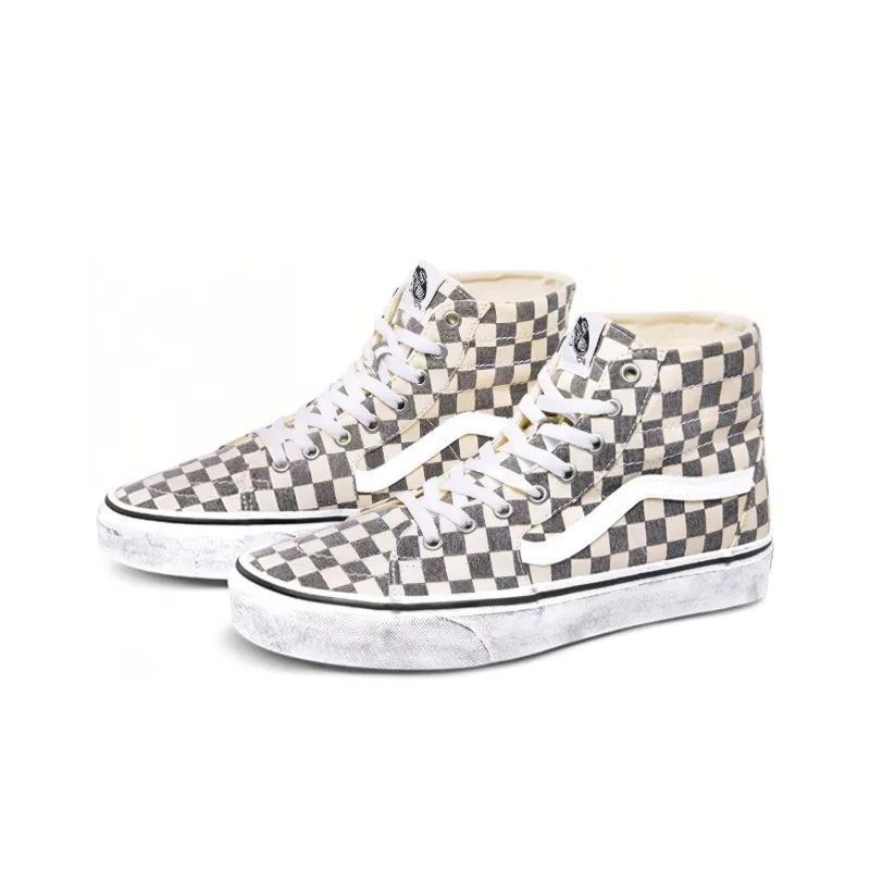 Vans Sk8 Hi Tapered Washed Asphalt True White Checkerboard-2
