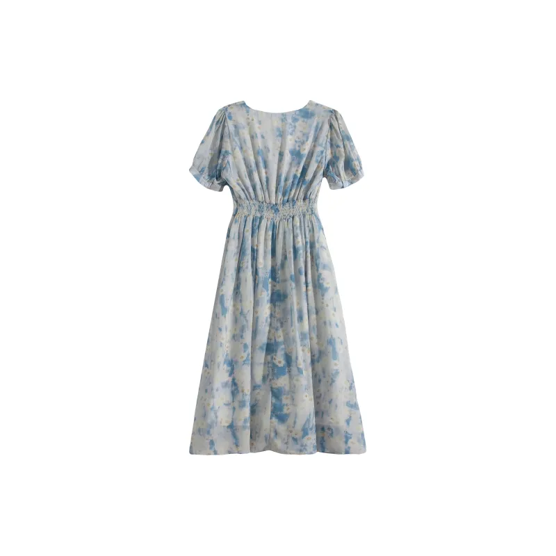 CPAURA Short Sleeved Dresses Women's Blue-1