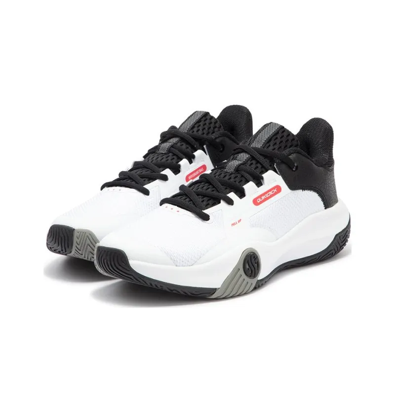 361° Abrasion Resistant Breathable Low Top Basketball Shoes Men's White Black-2