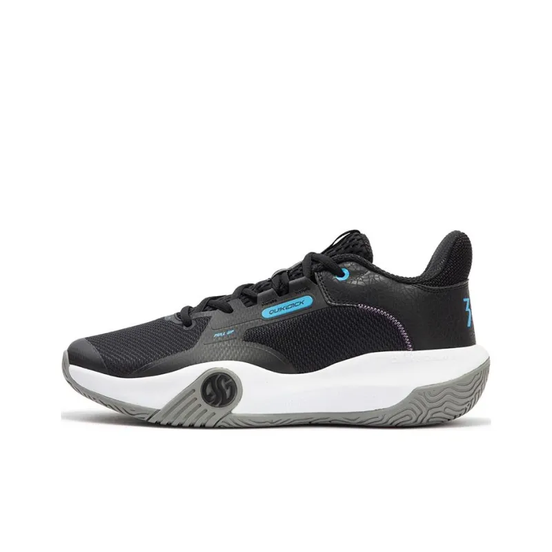 361° Abrasion Resistant Low Top Basketball Shoes Men's Black Blue-0