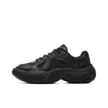 PEAK Taichi Tire Shoes Cushioning Anti Slip And Wear Resistant Rebound Low Top Vintage Casual Shoes Men's All Black