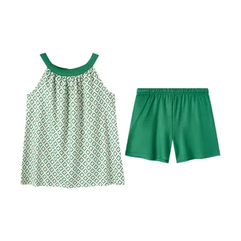 Top Melon Pajama Set Women's Floral Green Impact Green