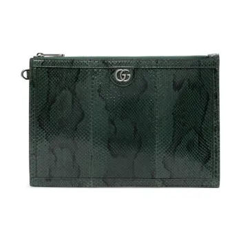 GUCCI Calfskin Clutch Men's Dark Green