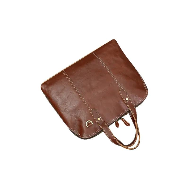 DOSRFINI Cow Leather Shoulder Bag, Crossbody Bag, Handbag, Briefcase Men's Brown/Black-5