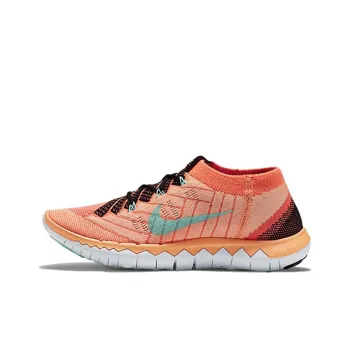 Nike Free 3.0 Flyknit Cushioned Slip Resistant Low Top Casual Running Shoes Women's Orange Blue