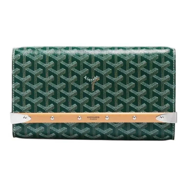 GOYARD MONTE-CARLO Canvas With Calfskin One Shoulder Crossbody Clutches Small Size Unisex Green-0