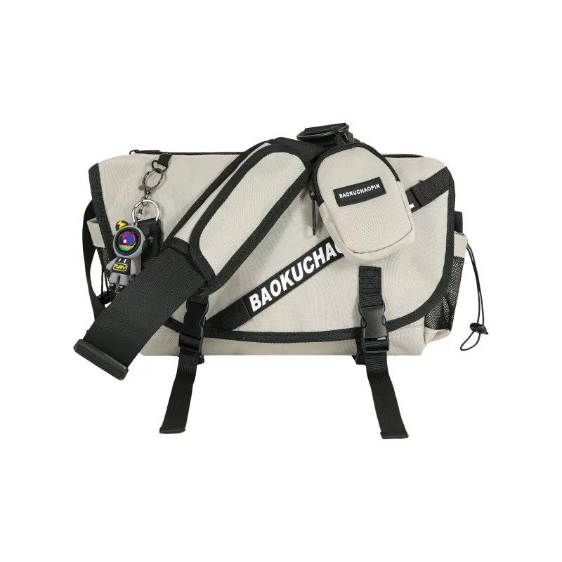 KONADCT Nylon Commute Urban Techwear Crossbody Bag Large Size Unisex Khaki/White/Gray/Army Green-0