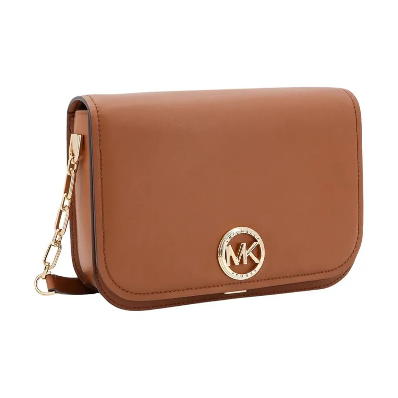 MICHAEL KORS Delancey Leather Crossbody Bag, Shoulder Bag Medium Size Women's Brown-1