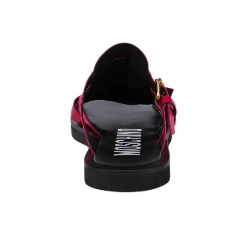 MOSCHINO Buckled Leather Slides-3