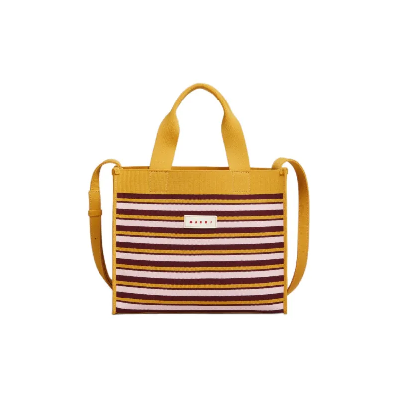 MARNI Polyester Tote Bag Shopping Bag Shoulder Bag Handbag Small Size Women's Orange & Burgundy & Pink-0