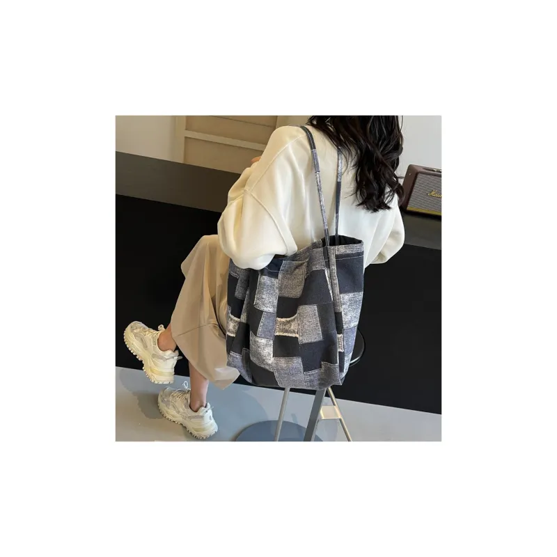 Gerlanx Canvas Canvas Bag Shoulder Bags Large Size Women's Blue Black Coffee-9