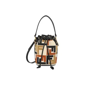 FENDI Canvas Canvas Bag Bucket Bag Shoulder Bag Crossbody Bag Handbag Mini Women's Black & Multicolor