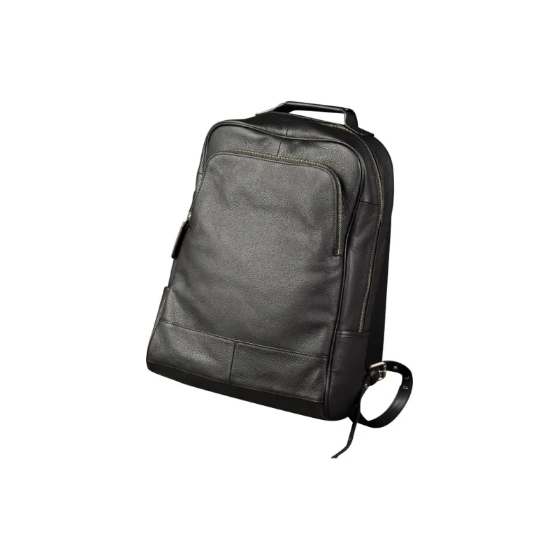 DOSRFINI Genuine Leather Top Grain Cow Leather Backpack Regular Men's Black-1