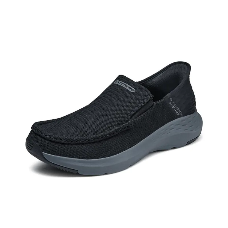 Skechers Slip Ins Cushioning Wear-Resistant Low-Top Casual Shoes Men's Black Gray Color-2