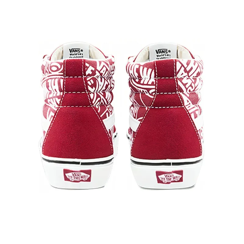 Vans SK8 HI Rrissue Retro High Top Casual Skate Shoes Unisex Red White-3