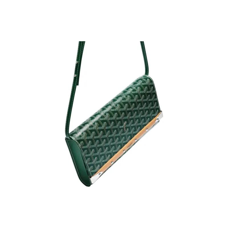 GOYARD MONTE-CARLO Canvas With Calfskin One Shoulder Crossbody Clutches Small Size Unisex Green-2