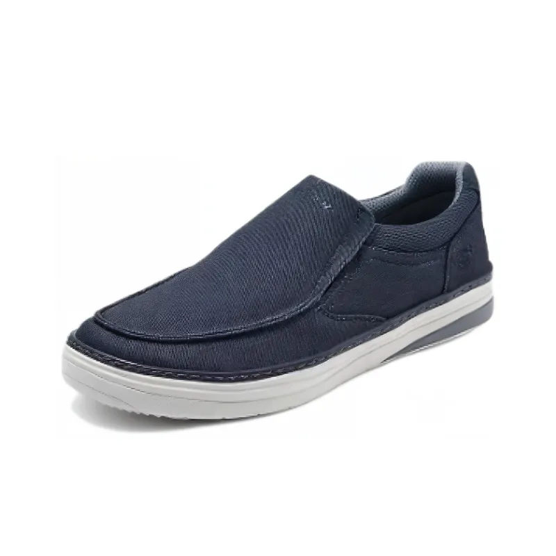 Skechers Non slip Lightweight Low Top Canvas Shoes Men's Navy-2