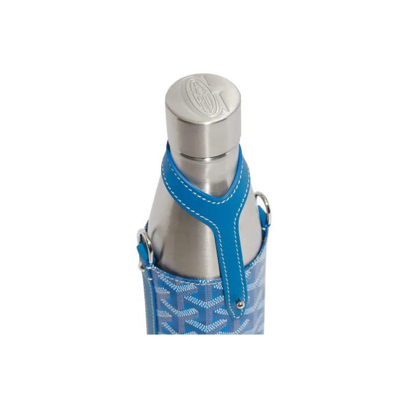 GOYARD YONNE Canvas With Leather Water Bottle Bag Shoulder Bag Crossbody Bag Medium Size Unisex Blue-1