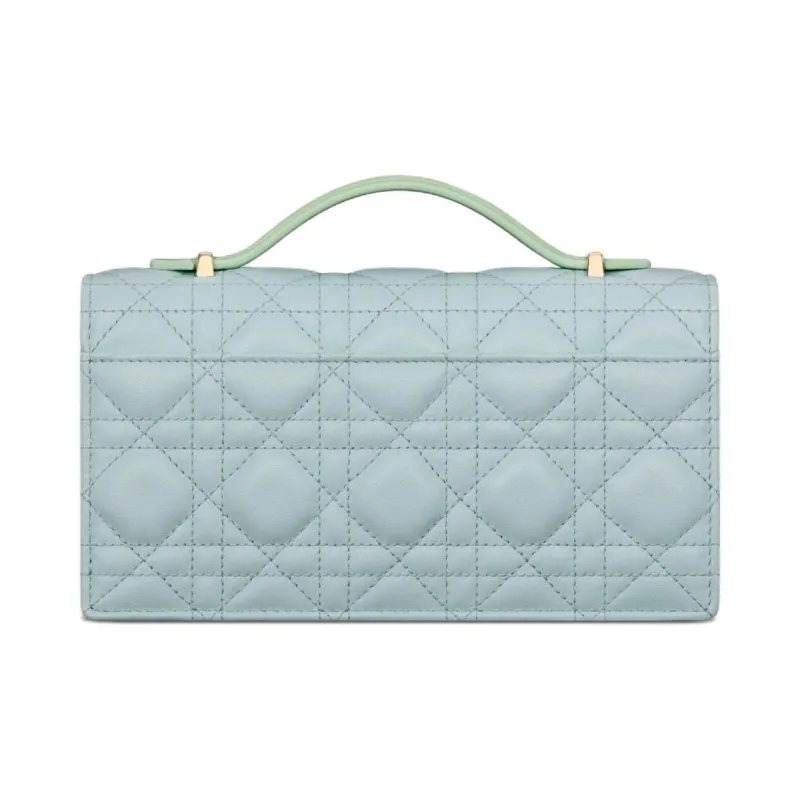 DIOR Wicker Pattern One Shoulder Handbag, Crossbody Bag Mini Women's Light Mint Green & Space Blue-3