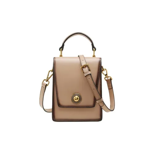 DEERE JACK Cow Leather Small Square Bag, Shoulder Bag, Crossbody Bag, Handbag Trumpets Women's Milk Tea