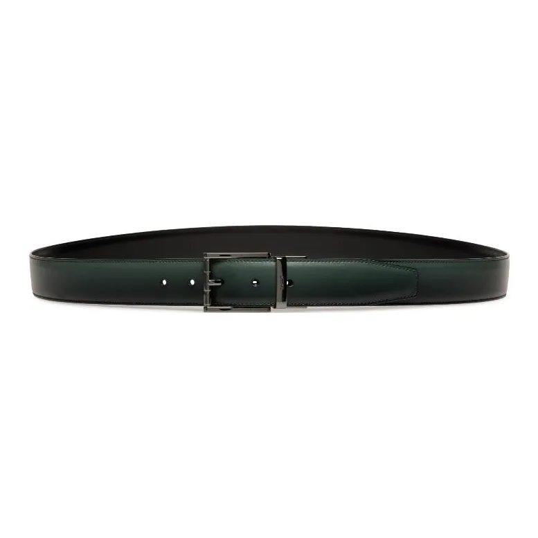 BALLY Solid Color Design Pin Buckle Leather Belts Men's Green-0