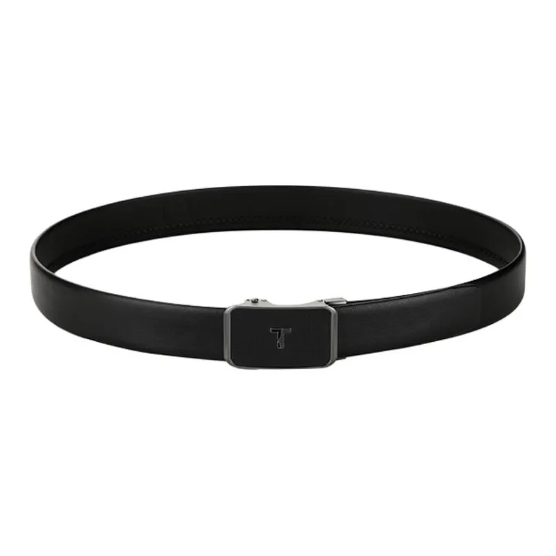 Thereble Genuine Leather Business Elegant Alloy Buckle Top Grain Cow Leather Belt Men's Black Width 3.7CM-2