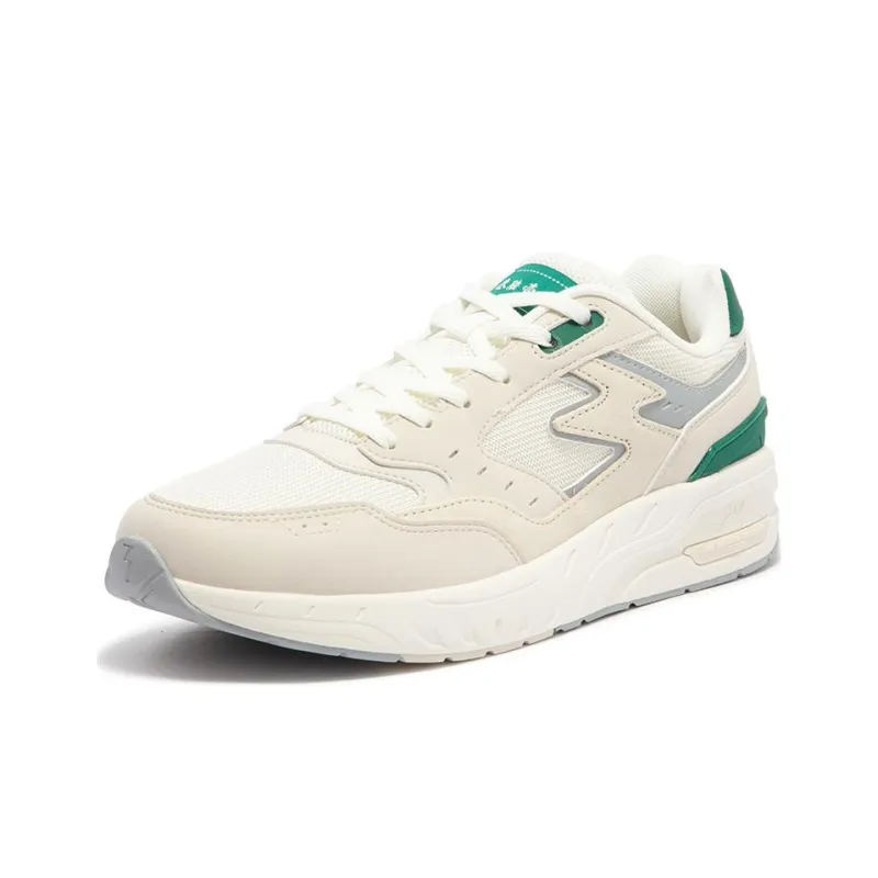 361° Cushioning Wear Resistant Low Top Casual Shoes Men's Beige White Green-1