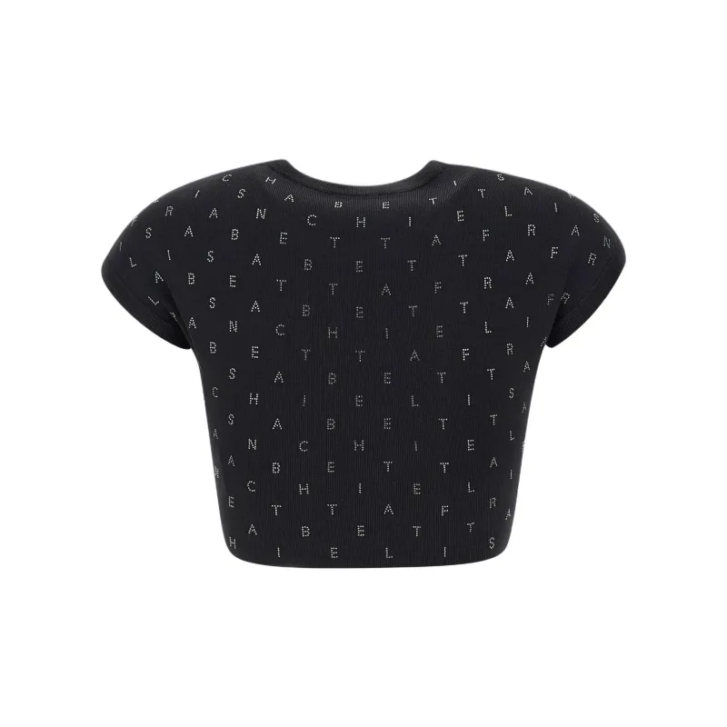 Elisabetta Franchi Logo Lettering Embellished Cropped Top-1