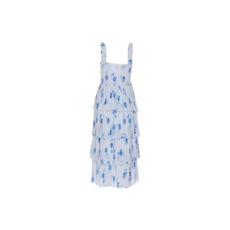 GANNI Floral Printed Pleated Dress-1