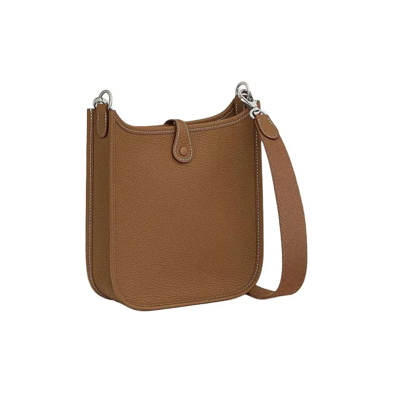 HERMES Evelyne Taurillon Clemence Leather Shoulder Bag Crossbody Bag Mini Unisex Brown-5