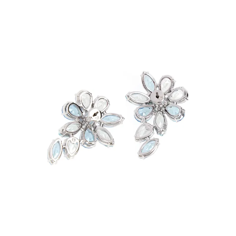 Swarovski Crystal Rhodium-plated Earrings Women's Blue-1