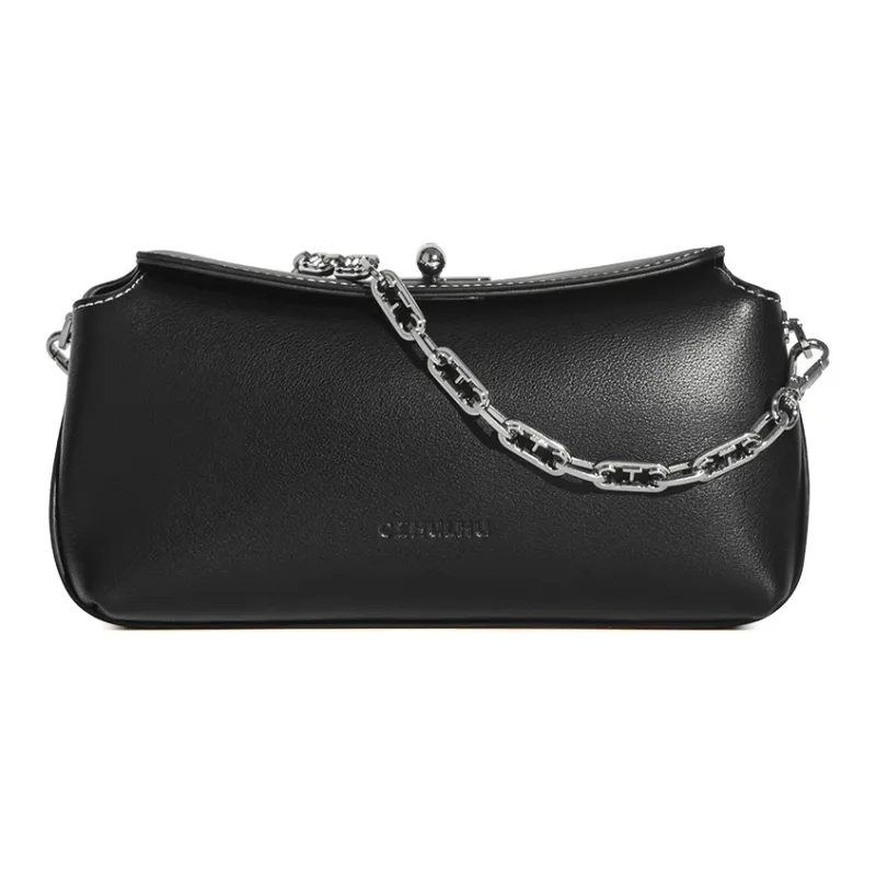 Cthulhu Cow Leather Detachable Chain Baguette Bag Medium Size Women's-6