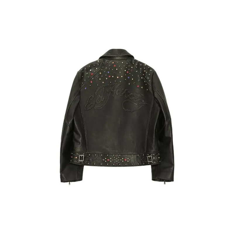 Ed Hardy Leather Jacket Women's Black-1