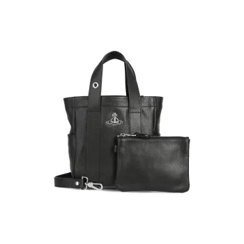 Vivienne Westwood Leather Combo Bag Tote Bag Shopping Bag Handbag Small Size Women's Black