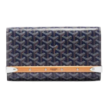 GOYARD MONTE CARLO Canvas With Calfskin Clutch Bag Over The Shoulder Small Size Unisex Dark Blue